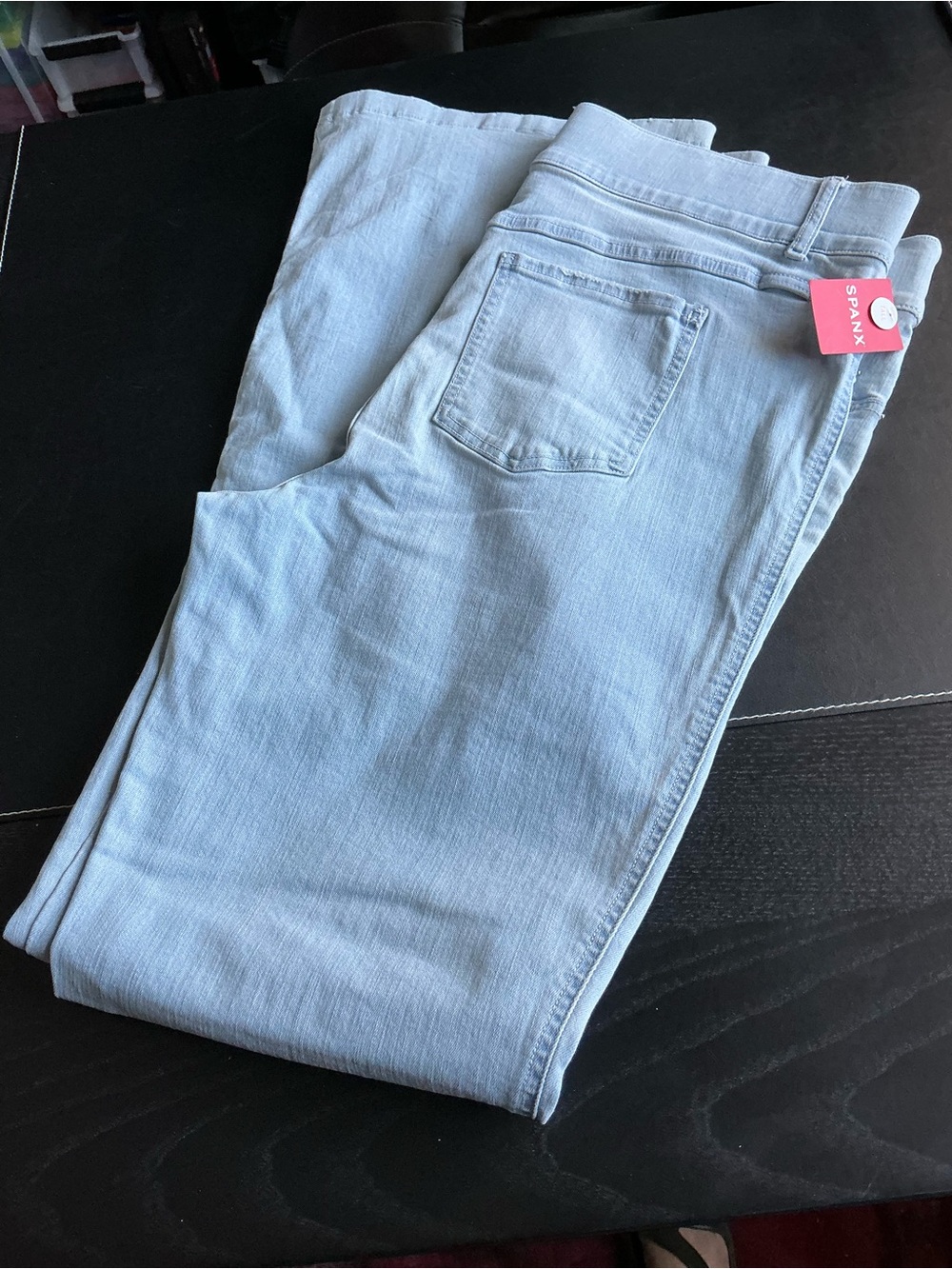 SPANX Light Wash Skinny Jeans - Pale Blue Flare